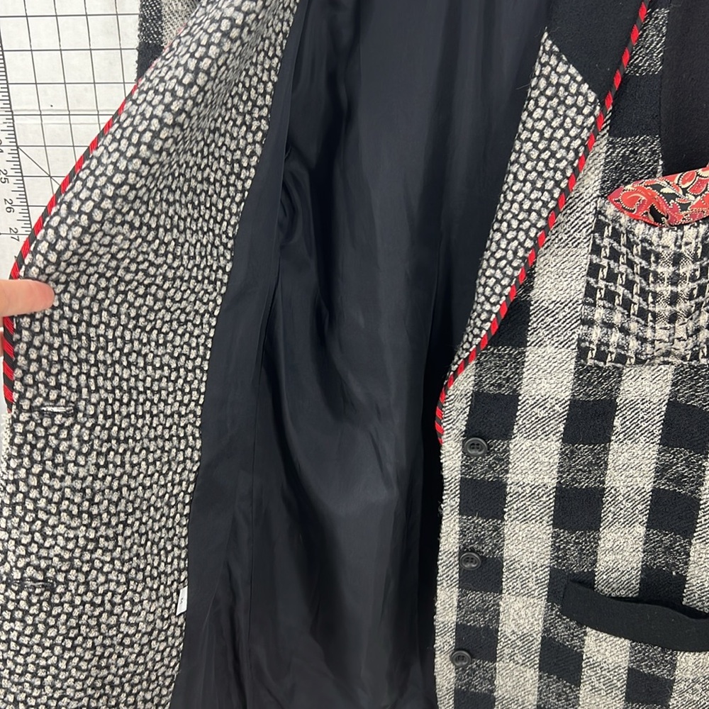 Canvas backs Lutton & horsField vintage check print art wear wool blend blazer M - Picture 8 of 14